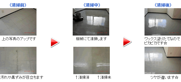 3清掃実例：事務所の床のワックス実例