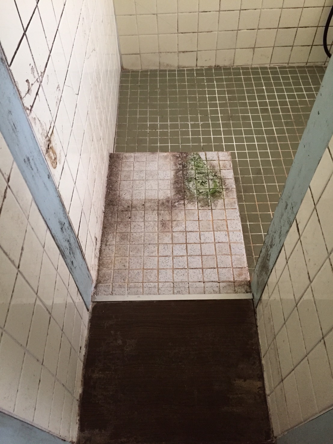 長年使われてきた汚れた浴室